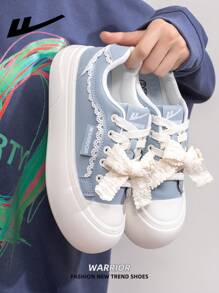 WARRIOR WARRIOR 1 Paar Casual Skateboard-Sneakers für Damen, atmungsaktive flache Sommerschuhe für draußen, vielseitige, leichte, vom Skateboard inspirierte Sportschuhe, modische und bequeme Canvas-Sneakers mit dicken Sohlen, Streetstyle