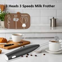 Feizsmile Espumador de leche eléctrico portátil recargable por USB con varillas de acero inoxidable, fabricador de espuma ajustable a 3 velocidades para café, latte, capuchino, chocolate caliente, matcha, huevo