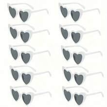 11pcs Street Photography Prop Decoration Heart-Shaped Party Sunglasses, Retro Fashion, Suitable For Wedding, Christmas, Halloween Gifts And Holiday Presents