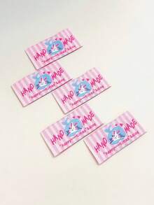 5 Packs Plaid Bunny Handmade Fabric Tags ,GREEN ,PINK ,DL Accessories - Pink - View 3