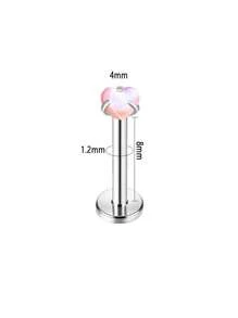 1/4pcs Minimalist Spiral Auroras Heart Shape Holographic Lip Stud, Cartilage Earrings, European & American Style Body Piercing Jewelry, Suitable For Daily Wear