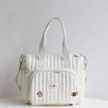 1 bolsa de mãe bordada com panda fofo, bolsa de fraldas para maternidade com grande capacidade para itens de recém-nascidos, bolsa de ombro portátil, adequada para uso diário