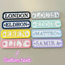 Customized Name Labels For Bedroom, Game Room, Boys And Girls Door Signs, Personalized Room Decor, Boys Name Plates, Girls Name Plates, Boys Door Plates, Girls Door Plates, Street Style Plates, Kindergarten Door Plates, Room Door Plates,Graphic Print - Multicolor - View 3