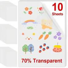 10/50 hojas de papel de vinilo imprimible A4 resistente al agua transparente para impresora de inyección de tinta, adhesivo DIY para hacer etiquetas y pegatinas autoadhesivas - Multicolor - Ver 11