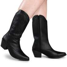 D'Girls Women's Western Country Rodeo Cowboy Boots, High Shaft Comfortable, Via Angel 9002 Vintage Embroidered - 黑色 - 查看 2