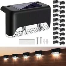 2 件太阳能楼梯甲板栏杆灯、泳池灯、2 个 LED 楼梯灯、户外防水 LED、3.15 * 1.57 * 1.77 英寸、黑色、暖白、白色、彩色、路径、灯、适用于露台、楼梯、花园小径、台阶和栏杆 - 黑色 - 查看 18