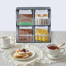 Station Multifunctional Tea Bag Storage With Lid Double Layer Four Grid Tea Bag Storage Box Suitable For Kitchen Bedroom And Office Desktop - Green - View 2