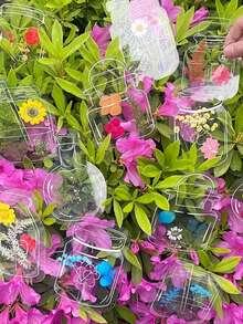 40pcsPVC Transparent Bookmark That Can Hold Real Dried Flowers And Butterflies, Hand Decorated Page Numbers, Suitable For Readers, Dried Flower Enthusiasts, Bookworms, DIY Gift, New Year's Gift(Does Not Include,School Supplies,Back To School - Multicolor - View 3