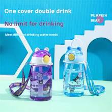 Sanrio 1pc Sanrio Kuromi Themed Kids Water Bottle, Cute & Portable Summer Cup For School, Cartoon Design With Straw