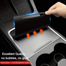 1pc For Tesla Center Console Panel Sticker Wood Carbon Fiber Ultra Thin Carbon Central Control Cover Stickes - one-size - View 5