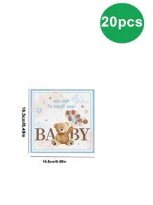 10 قطعة مناديل ورقية أطباق على شكل دب أرعوني للديكور، أطباق ورقية قابلة للتخلص منها على شكل دب أرعوني، لحفلات أعياد الميلاد والتجمعات العائلية