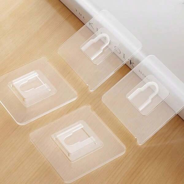 2/5pcs Double-Sided Adhesive Wall Hooks, No Drilling Holes Or Nails Required, Waterproof And Oil-Resistant For Bathroom And Kitchen, Self-Adhesive Hooks