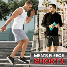 LoveMyFashions Men Tarly Fleece Drawstring Waist Side Pockets Shorts Gym Running Casual Shorts - Dark Grey - View 3