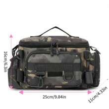 1 pieza Bolsa de pesca impermeable con múltiples compartimentos con patrones camuflaje y geométricos - Opciones de unicolor, cierre con cremallera, correa para el hombro. Ideal para almacenamiento de equipo de senderismo, camping y pesca al aire libre.