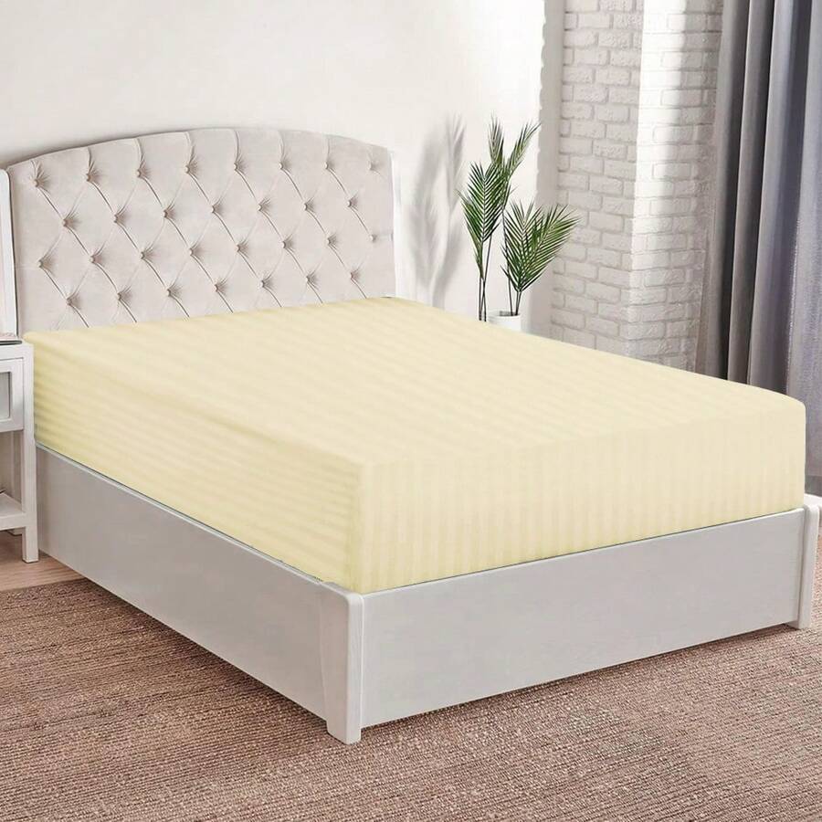 Box Spring Sheet With Full Bottom, Cotton Touch, Soft And Fresh, Ideal For Spring, Available In Single, Double, Queen Size And King Size, Variety Of Colors, Perfect For Modern Bedrooms, Breathable And Comfortable For All Seasons - 香檳色 - 查看 1