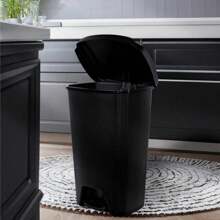 12.1 Gallon Plastic Step-On Trash Can For Kitchen - Black Home Storage Solution