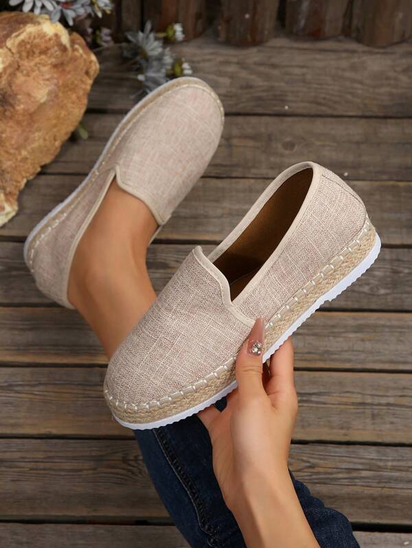 Zapatos casuales cómodos y ligeros para mujer, tipo plataforma de punta redonda, estilo vacaciones bohemio; o bien, mocasines tipo pescador de soga, o bien, tipo Mary Janes