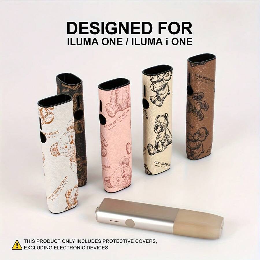 1 件 IQO Iluma I ONE/ILUMA ONE 第 6/7 代 PC 仿皮保护壳 - 360° 减震，熊和熊猫设计，男女通用耐用礼物，聚碳酸酯技术配件，坚固的材料外壳，可用作乔迁礼物，情人节礼物，专为 ILUMA 设计，防摔保护壳带 PU 皮革印花装饰，时尚配饰，全面保护，减震防滑