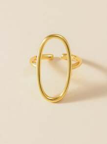 1 pieza Anillo abierto ovalado minimalista chapado en oro de 18K, adecuado para uso diario