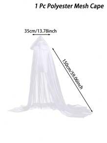 1Pc White Elegant Cloak,Gauze Vintage Hooded Cloak,Premium Classic Cape,Theme Events Supplies,Bridal Cloak,Cosplay Supplies,Stage Performance Costume,Halloween Party Decoration,Trick Or Treat Decoration For Halloween,Holiday Party Supplies