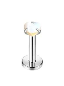 1/4pcs Minimalist Spiral Auroras Heart Shape Holographic Lip Stud, Cartilage Earrings, European & American Style Body Piercing Jewelry, Suitable For Daily Wear