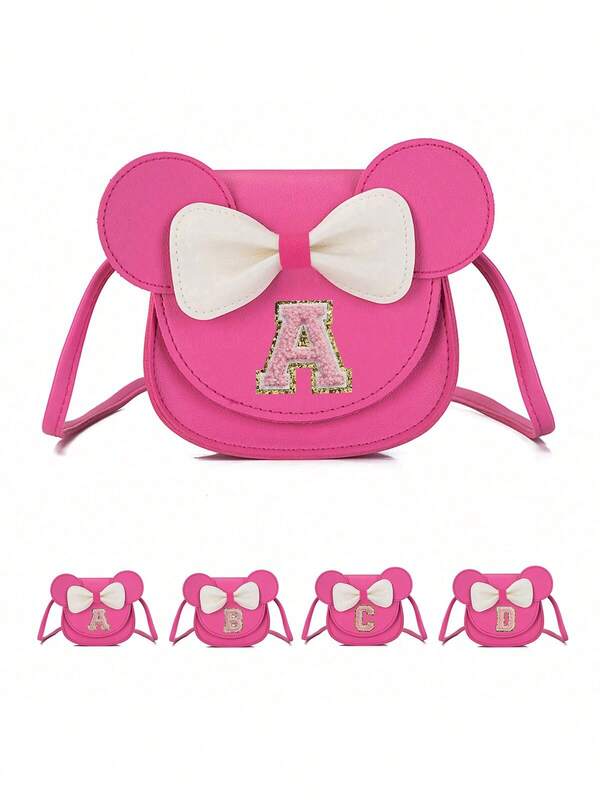 1 pieza Bolso de hombro con decoración de lazo en color rosa rojo, bolso cruzado de moda callejera, monedero mini bolso de princesa