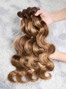 HJ WEAVE BEAUTY Extension per capelli umani Remy, castano chiaro con mèches, grado 12A, P4/27, castano miele, non trattati, brasiliani vergini, ondulati, per donne, trama doppia, 14-26 pollici, resistenti al calore