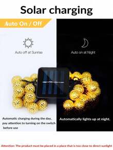1串4/5/7/10米20/30/50/100颗LED太阳能球形串灯，摩洛哥球形仙女灯，防水户外，8种灯光模式，暖白光/彩色，适用于花园、露台、凉亭、露营派对、节日装饰 - 摩洛哥球 - 查看 11