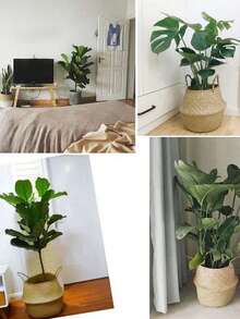 1 szt. Duży ręcznie robiony pleciony kosz do przechowywania roślin winorośli, retro rattanowa tkana doniczka do ogrodu, wystrój wnętrz i na zewnątrz