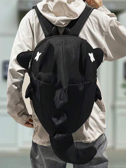 peach tree Mochila unisex con forma de tiburón de gran capacidad, mochila casual de pareja adecuada para estudiantes de escuela secundaria y universidad, viajes, deportes, mochila ligera multifuncional con múltiples bolsillos, regalo para hombres en Halloween, Navidad