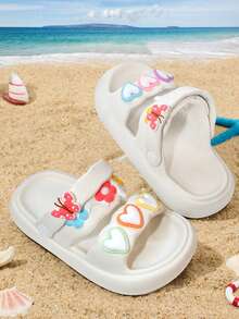 1双夏季新款儿童凉鞋，防滑软底，可爱室内/室外拖鞋和鞋子 - 白色 - 查看 5