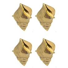 4pcs/Set Vintage Gold Seashell, Starfish, Seahorse & Lobster Sea Life Series Napkin Rings, Table Decor