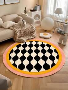 High Quality Swan Plush 5mm Thick Soft Material Round Living Room Carpet, French Cream Style Bedroom Bedside Plush Rug, Luxury Cream Yellow Sofa Coffee Table Chair Soft Floor Mat - Multicolor - View 1