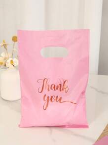 100pcs Solid Color Thank You Plastic Gift Bags, Reusable Plastic Bags Perfect For Jewelry, Clothing, Packaging, Gift And Shopping, Back To School Valentine Day