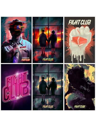 1pc Movie Poster Classic Fight Club Canvas Painting Poster Room Family Bar Cafe Decorative Gift Art Mural Picture Holiday & Birthday Gift, Office Decoration Arranged Artwork Optional Frame ,Wall Art With Frame