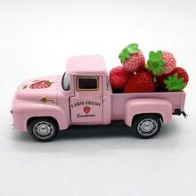 Truck And Strawberry Figurines Retro Desk Statue Modern Centerpieces Art Sculptures For Home Tabletop Decoration - 粉色 - 查看 4