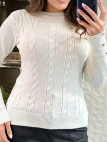 steve store moda feminina blusa tranca  modal manga longa ,manga com botoes blusa tecido macio ,moda outono e inverno - Branco - Visão 3