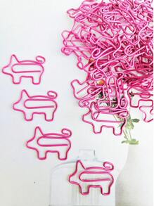 50Pcs/100Pcs Pink Pig-Shaped Paper Clips Cute Animal Shape Bookmark Clips Metal Paper Files Holder Creative Office Supply(Plastic Box Packing)