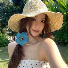 1 件可爱芙蓉花夏威夷海滩头饰，波西米亚鸡蛋花发夹，夏季度假风格爪夹发夹发夹 - 黃色 - 查看 8