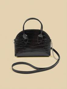 1pc Kids Shell Handbag Shoulder Crossbody Bag, Fashion Versatile Mini Chain Purse - Crocodile Pattern - View 7