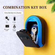 1 pieza Caja fuerte de llave de combinación de 4 dígitos montada en la pared, totalmente de plástico, resistente, a prueba de intemperie para exterior, para guardar llaves del hogar, auto y oficina (universal) - Multicolor - Ver 17