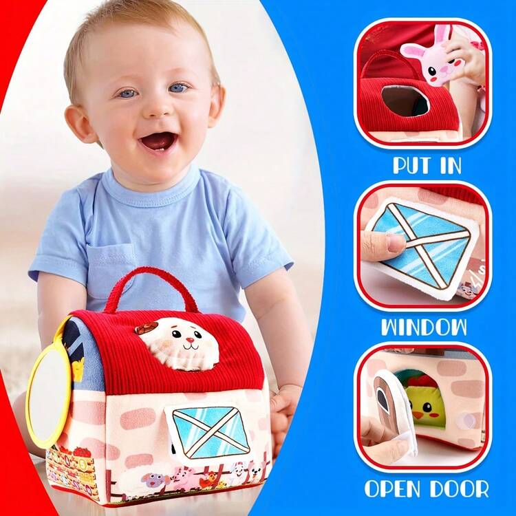 Barnleksaker 6-12 månader - Överraskningslada med gosedjur, skallra, kruspapper, spegelleksaker för barn, sensoriska bollar för barn - påskkorgar som presenter - Multifärgad - Visa 7