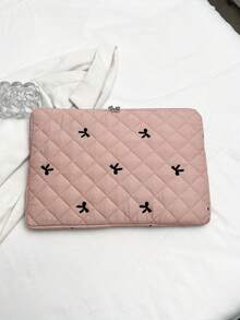 Minimalist Luxury Solid Color Bowknot Laptop/Tablet Sleeve Carrying Case Organizer, Multiple Sizes - Pink - View 7