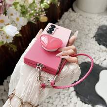 可爱渐变粉色手机壳带便携式肩带心形支架适用于三星 Galaxy Z Fold 5 6 Z Fold6 ZFold 5 Zfold6 Zfold5 防震后盖防水防摔防刮 - 漸層粉 - 查看 12