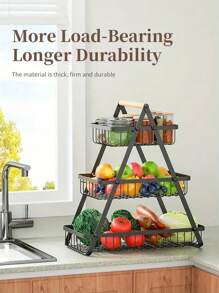 Odłączany i składany kosz na owoce, wielowarstwowy drewniany kosz do przechowywania, żeliwny stojak do przechowywania w kuchni i salonie