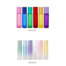 6PCS Glass Roller Bottles 10ml Gradual Change Colourful Roller Ball Bottle,Perfume Massage Roller Ball Bottle,Essential Oil Bottles,Matte Glass Bottle Perfect For Aromatherapy, Fragrance, Perfume(Ball Material Random)