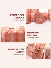 12 Pcs/Set Vintage Pink Glass Vases, Transparent Glass Small Flower Vase Set
