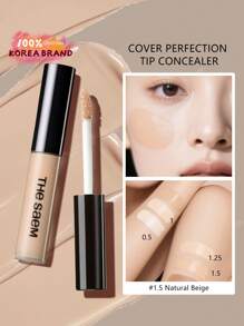 the SAEM Cover Perfection Tip Concealer 1.5 Natural Beige, flüssiger Mehrzweck-Concealer, Full-Coverage Make-up für Akne, dunkle Flecken, dunkle Augenringe, Hyperpigmentierung und Unreinheiten, K-Beauty, koreanisches Make-up - 6,5g/0,23oz.
