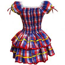 2025 Country Party Dress For Adults, Beautiful Plaid - Rojo - Ver 5
