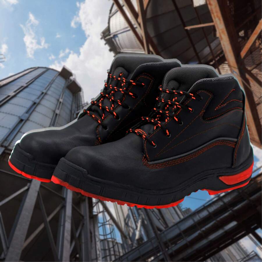 Botas de seguridad Alta Temperatura Hombre Resistente Calor Industria Trabajo Soldadura Protección Fuego Llama Suela Antideslizante Duradera Cómodo - Negro - Ver 1